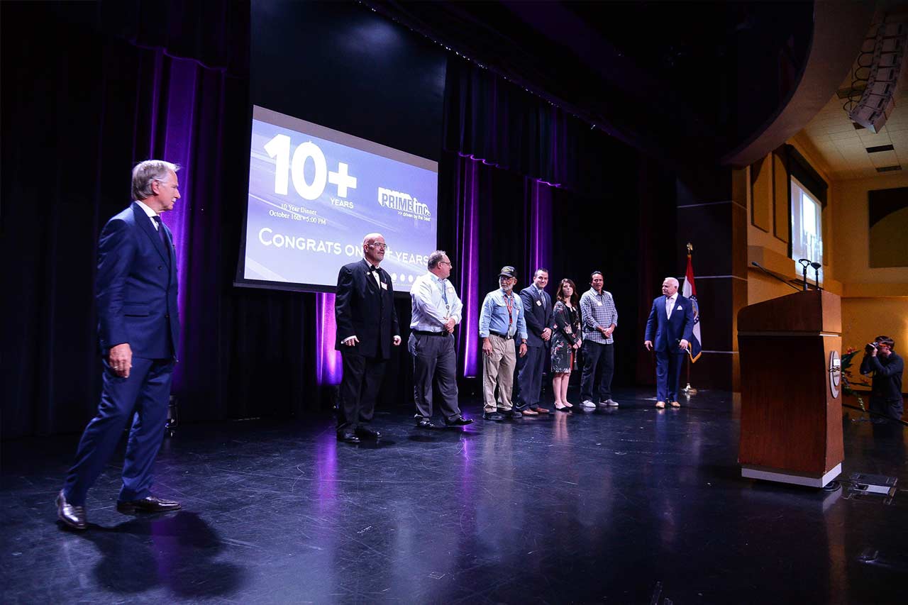 Prime drivers who have given 10-14 years of service to Prime are honored at the 10-year dinner.