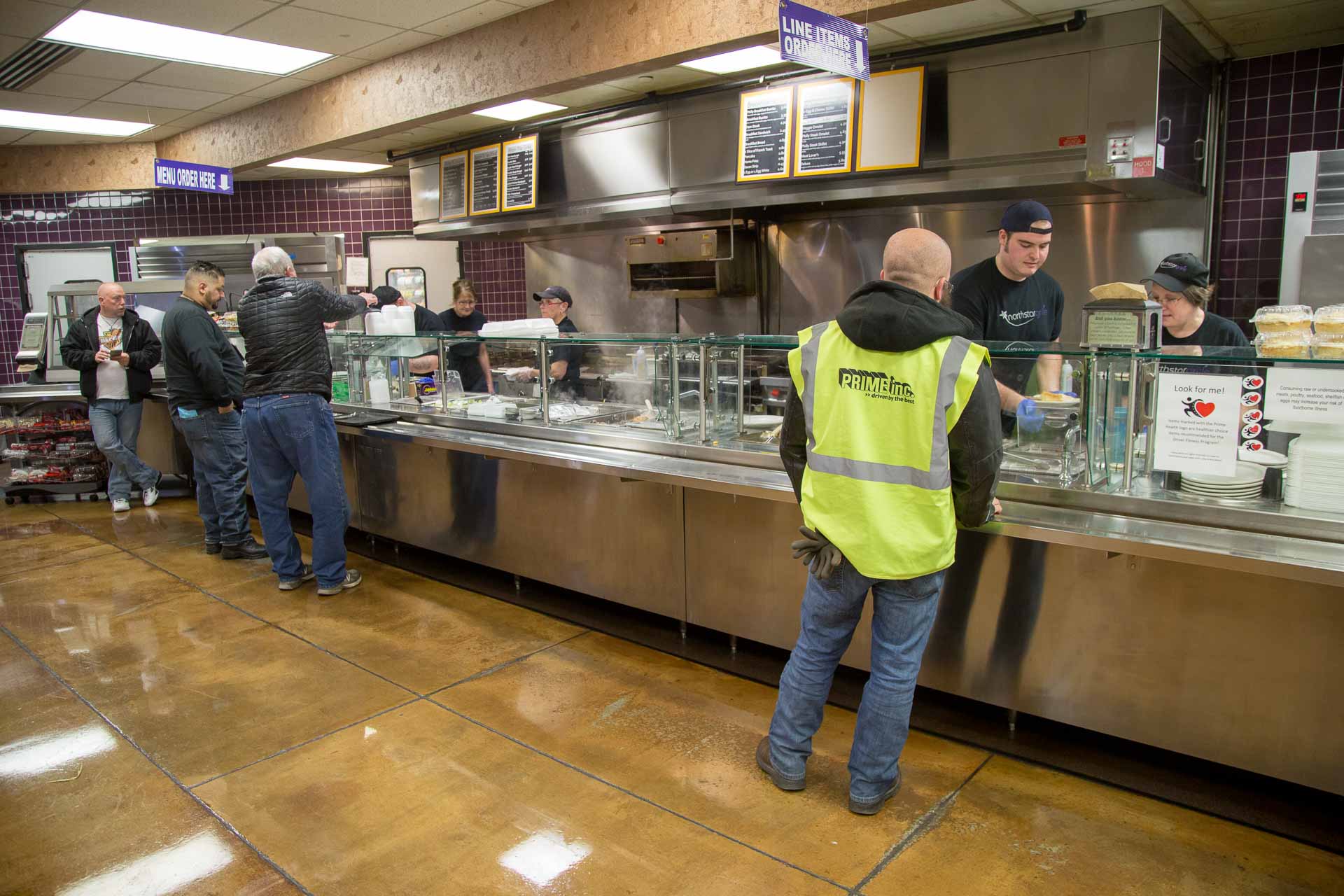Associates enjoy hot food at the on-site Prime cafeteria.